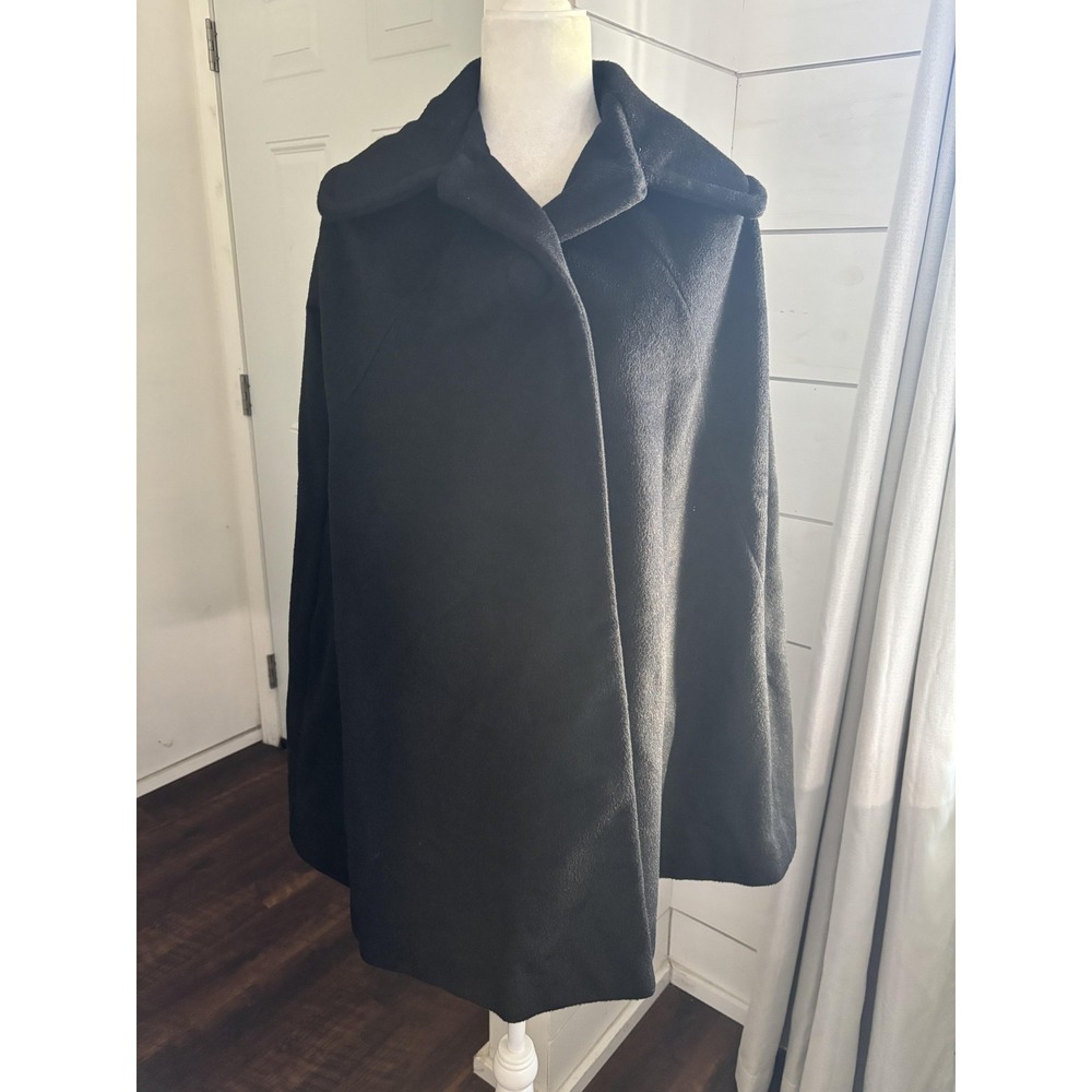 Vintage Lilli Ann Cape Coat Womens One Size Black Wool‎ Blin & Blin French 60s